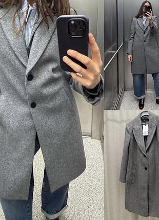 Пальто zara серое пальто на пуговицах зара жіноче сіро пальто від зара