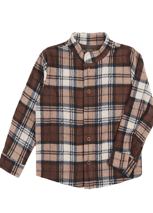 Детская флисовая рубашка в клетку, коричневая 92 размер, лио