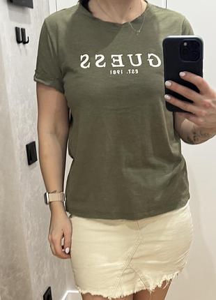 Футболка guess хакі базова з логотипом