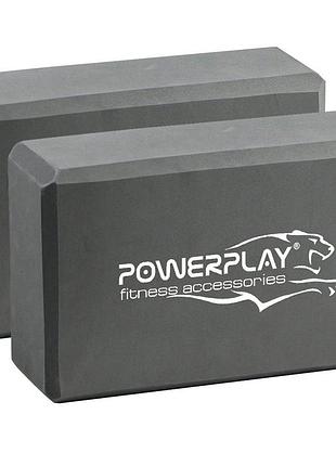 Блоки для йоги 2 шт. powerplay 4006 yoga brick eva сірі (пара)