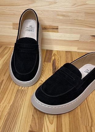 Лофери жіночі чорні замшеві allsy