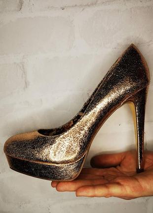 Шикарные туфли - лодочки, розовое золото 42-41