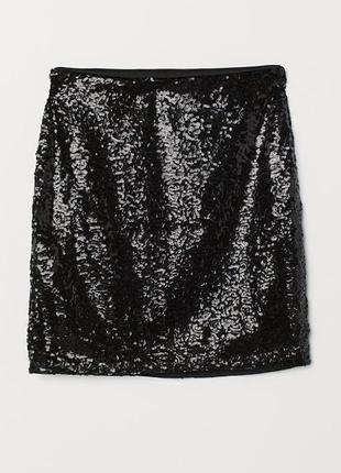 🖤 чорна спідниця з паєтками h&m