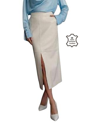 Юбка миди из натуральной кожи