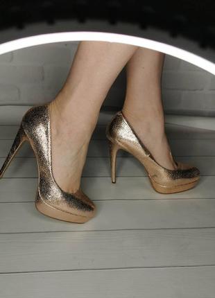 Шикарные туфли - лодочки 42-41,розовое золото5 фото