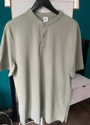 Поло zara henley хакі xl, 100% бавовна, нове з бірками