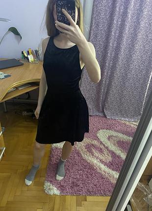🖤 маленька чорна сукня h&m | оксамитова міні-сукня | розмір 34 (xs)