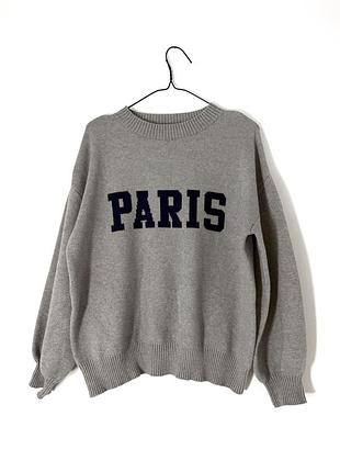 Серый свитер с надписью paris v by very