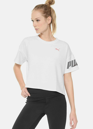 Женская футболка с коротким рукавом с логотипом ✨ puma ✨ укороченная футболка с надписью лого