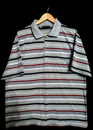 Мужская футболка-поло бренда really point серого цвета в полоску р.xl-xxl.