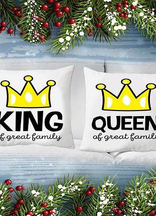 П000218 парні декоративні подушки з принтом "король і королева"