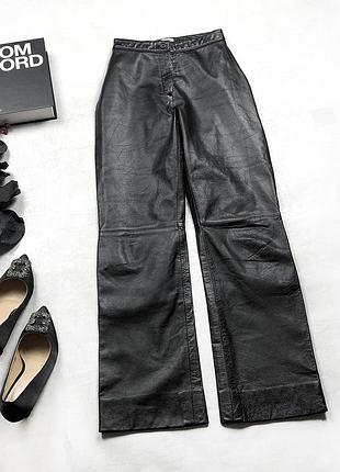 Жіночі вінтажні чорні шкіряні штани брюки clothes 100% натуральна шкіра s-m