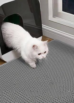 Килимок для котячого туалету двошаровий водонепроникний, 75*55 см. сірий