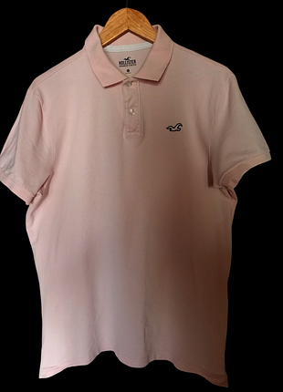 Розовая футболка-поло от hollister , модель advanced stretch , р.l- xl