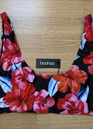 Boohoo купальник топ червоний з квітковим принтом uk 18