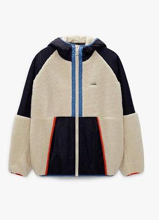Куртка біла з чорним баранчик zara