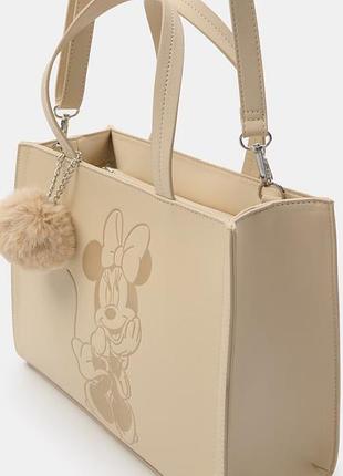 Сумка штучна шкіра бежева minnie mouse сумка 👜 жіноча