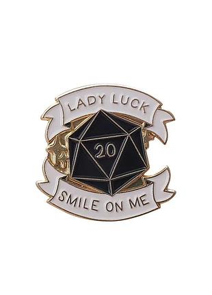 Металлический значок dnd черный кубик d20 дайсы подземелья и драконы брошка dungeons and dragons lady luck black dice днд