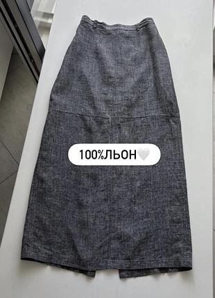 🩶якісна стильна лляна спідниця дорогого бренду in linea 😍 склад 100 % льон , підкладка теж натуральна 100% ацетат ! гарна довга довжина 😍
