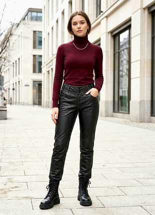 Ricano best leather design известный немецкий бренд кожаные черные брюки
