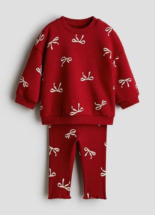 6-12/12-18 м h&amp;m новый фирменный натуральный повседневный комплект костюм девочке банты оригинал