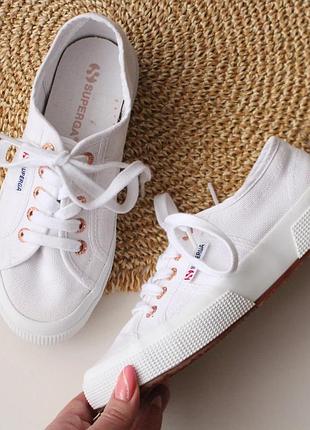 Качественные белые текстильные кеды superga 35.5 размер
