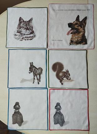 Невагомі батистові хустинки, 25-30см., з різними тваринами🤩👌🐈🐕🐿️🫏