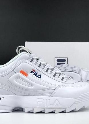 Білі кросівки fila disruptor 2 off-white "yalor"