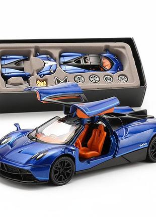 Коллекционная машина металлическая pagani zonda r инерционная, со сменными деталями 1:43 синий