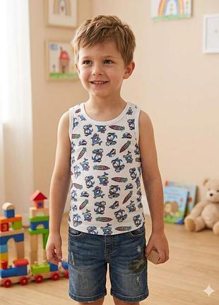 Майка для мальчика primark 5-6 лет акула-серфер 6776