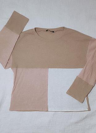 Стильный лонгслив/кофта shein в стиле color-block