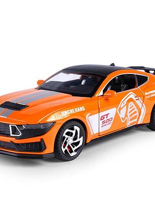 Машинка колекційна ford mustang gt500 shelby  металева з інерційним механізмом, світлом та звуком 1:32 11002 помаранчевий