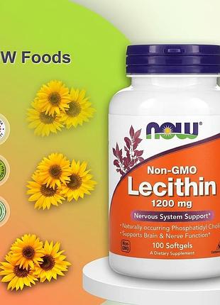 Подсолнечный лецитин без гмо lecithin now foods 3600 мг 100 капсул 1200 мг в 1 капсуле now-02210