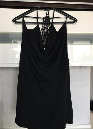 Шовкова чорна міні сукня, s