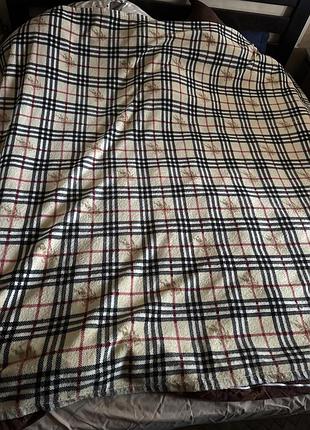 Плед флис клетка burberry бёрбери двухспальный 220/200