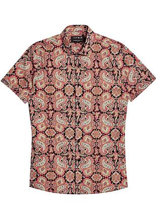 Мужская рубашка рубашка на короткий рукав летний topman с узором