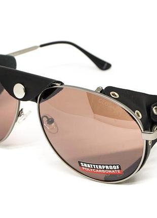 Окуляри захисні global vision aviator-3 (drive mirror), коричневі зі з'ємним ущільнювачем із синтетичної "шкіри"