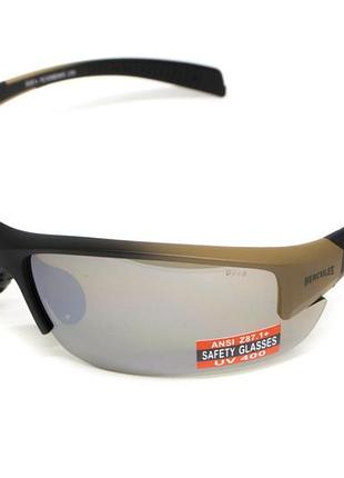 Очки защитные global vision hercules-7 black-brown (drive mirror), зеркальные коричневые в коричнево-чорной оправе
