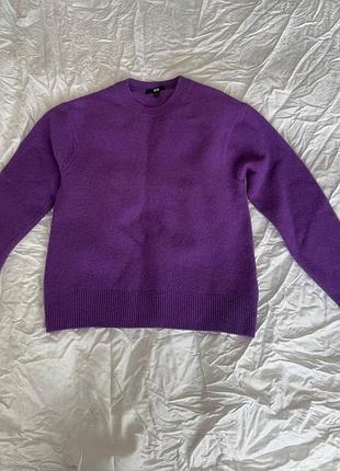 Фіолетовий светр uniqlo, s, 100 % вовна