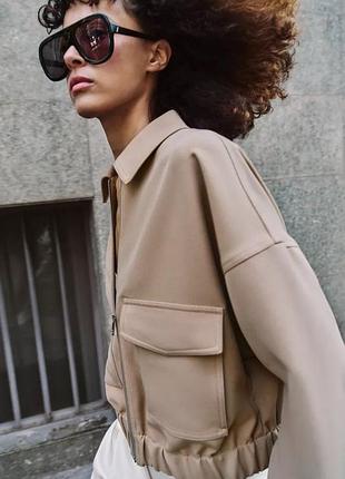 Куртка бомбер бежева zara new