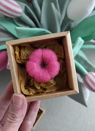 Брошка бавовна, брошка з вовни, квітка, аксесуари ручної роботи, брошь