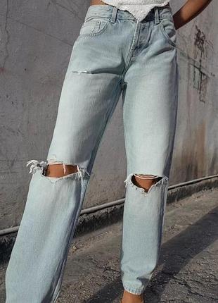 Блакитні джинси з подертостями zara new
