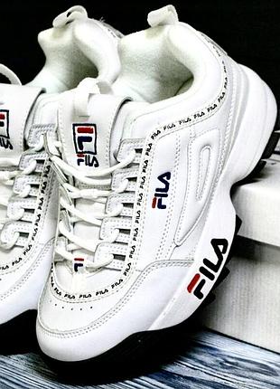 Жіночі шкіряні кросівки fila disruptor її "white/"black
