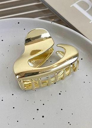 Металлический крабик для волос золотого цвета, заколка-краб металлический золотистого цвета