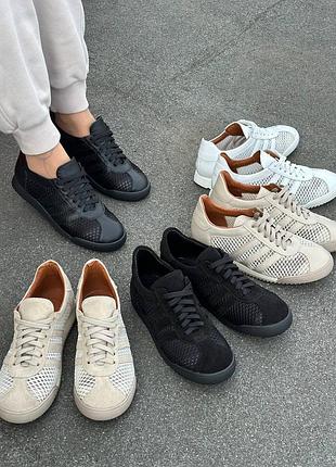 Женские кроссовки с сеткой 36-41 кожа замш