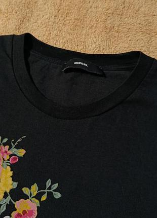 Футболка жіноча diesel.бавовняна базова чорна з принтом l xl 4