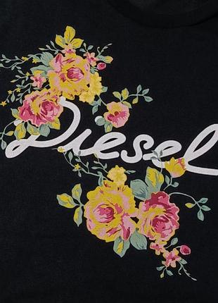 Футболка жіноча diesel.бавовняна базова чорна з принтом l xl 5