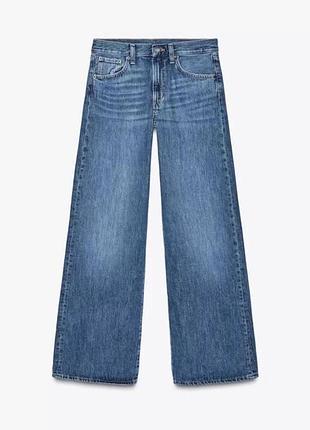 Жіночі сині широкі джинси з низькою посадкою zara wide-leg розмір 40 l