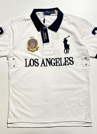 Футболка polo ralph lauren los angeles білого кольору, розміри s,m,l,xl