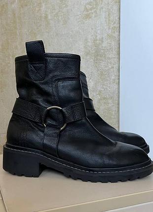 Черные кожаные сапоги от river island